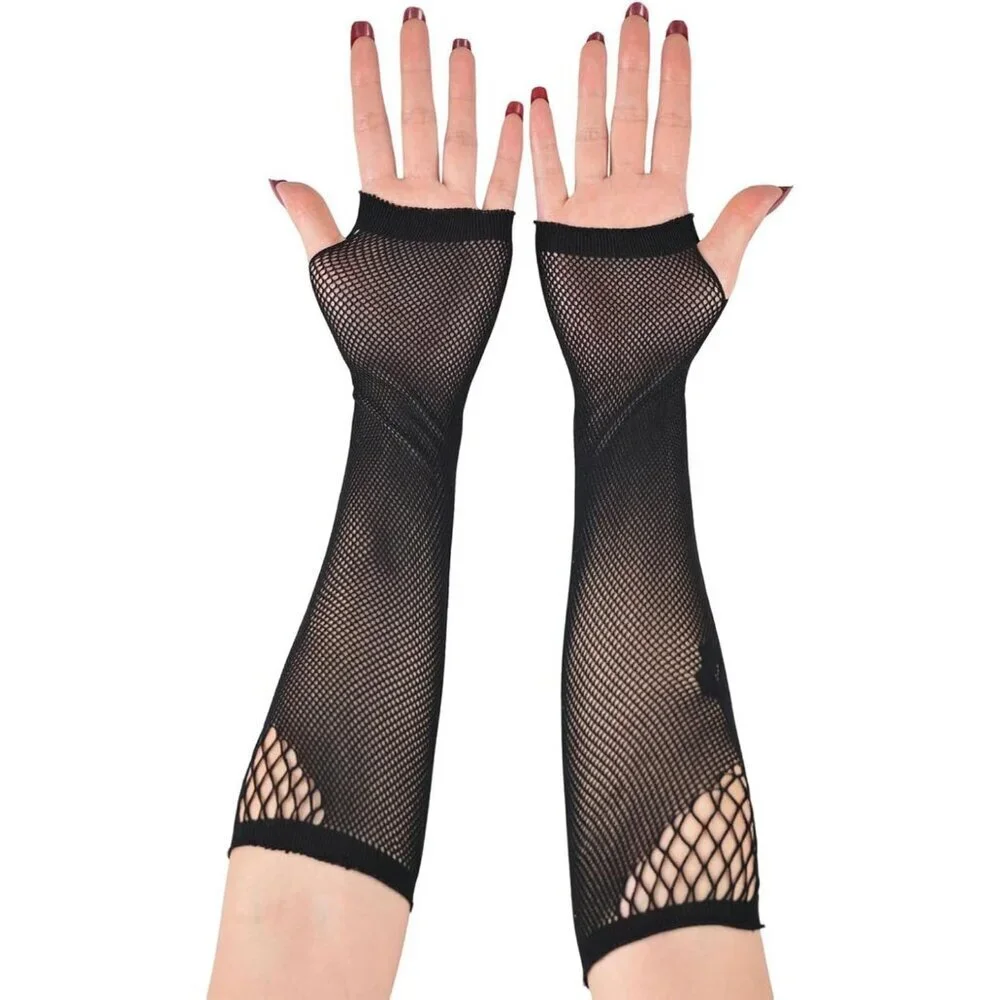 Women's Fishing Halloween Black 4 Net Gloves Fingerless Gothic Accessories
